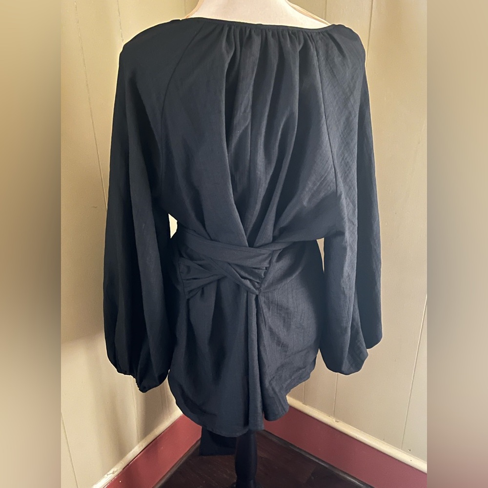 Eloquii Size 22 Long Sleeve Wrap Style Blouse Tie Waist Casual Timeless Capsule - Picture 7 of 10